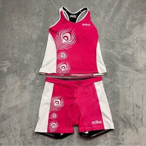Soas Racing Triathlon Running Cycling 3 Pink Padded Shorts And Tank Top Size XL